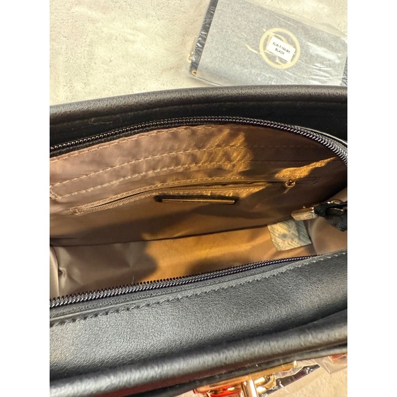 Dasein Black Croc Embossed Satchel Handbag Gold Accent Chain Strap New - Picture 11 of 12